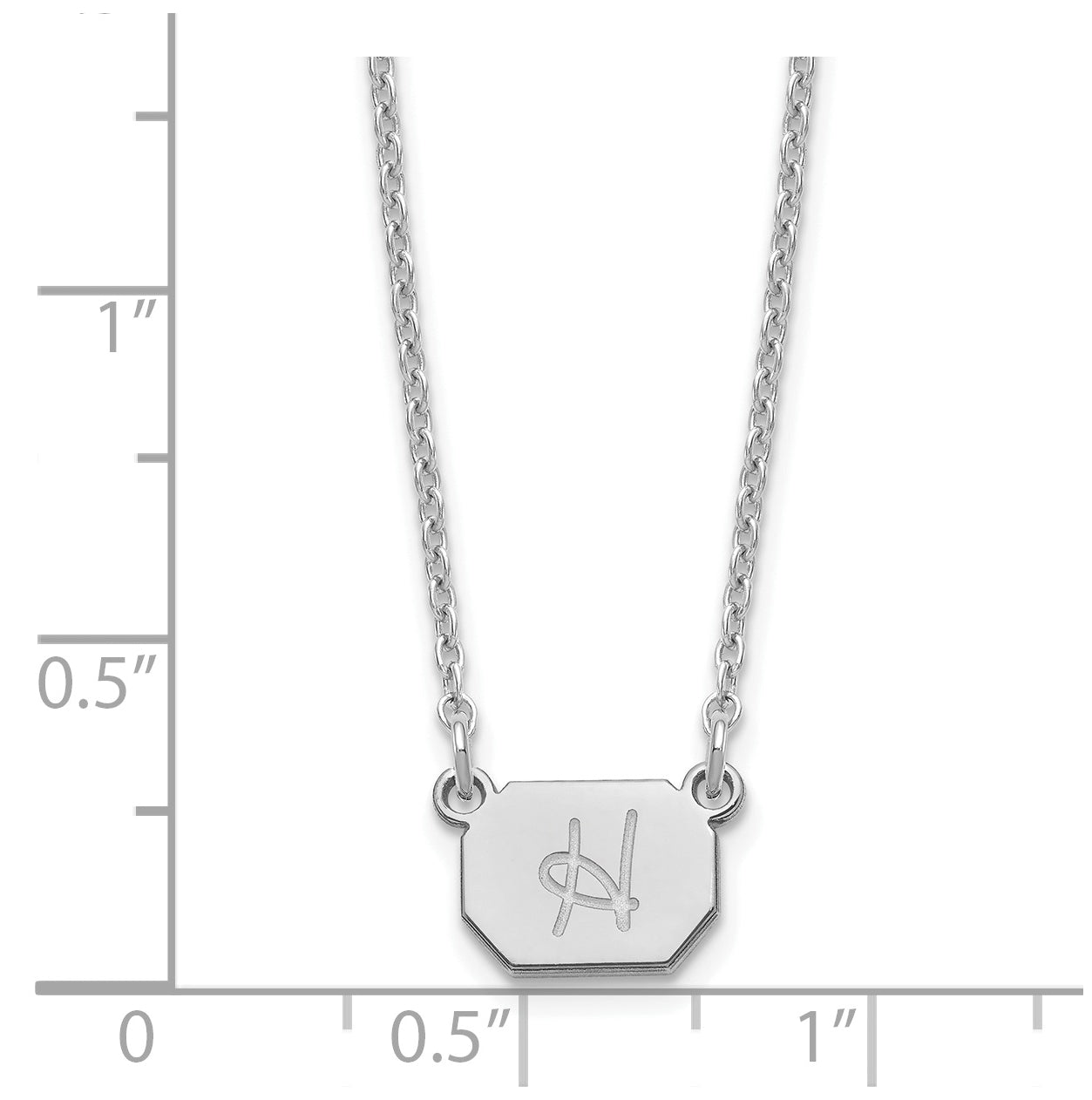 Sterling Silver Rhodium plated Initial Octagon Necklace