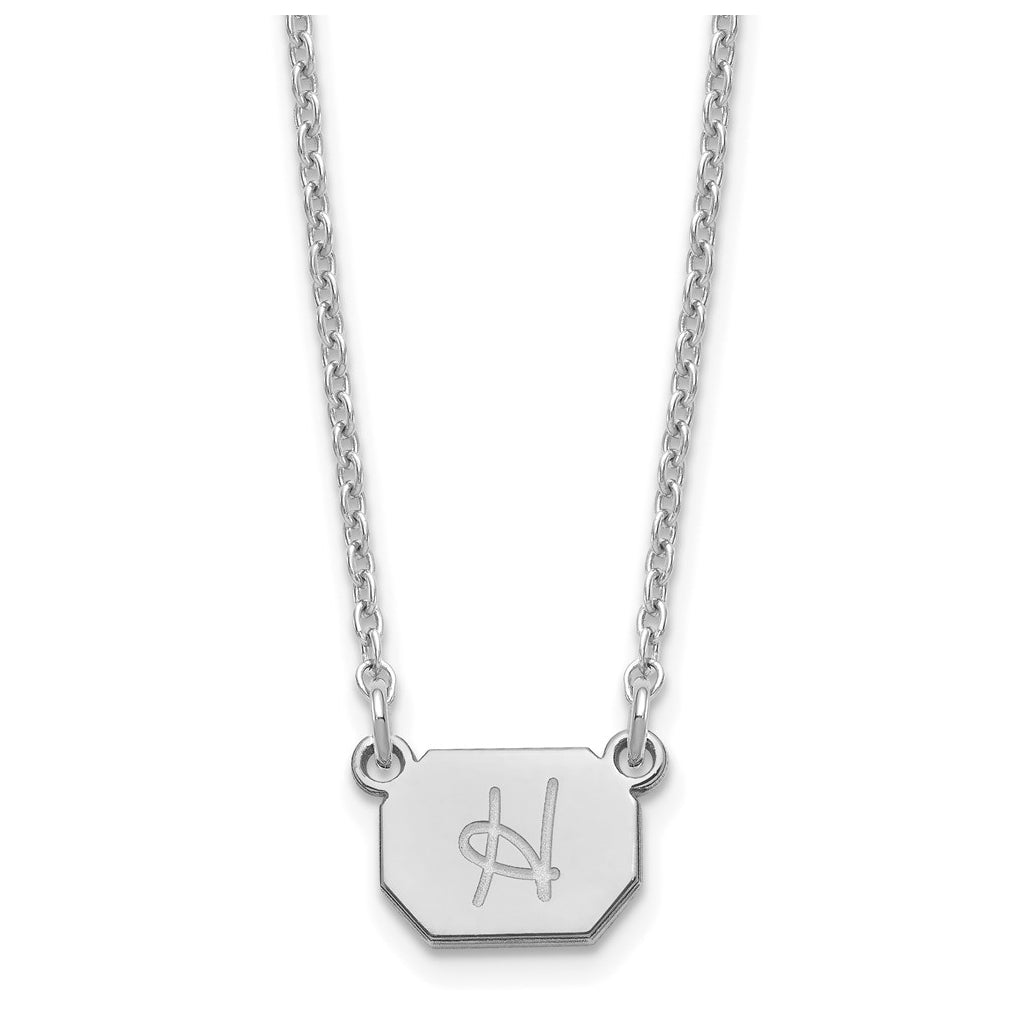 Sterling Silver Rhodium plated Initial Octagon Necklace
