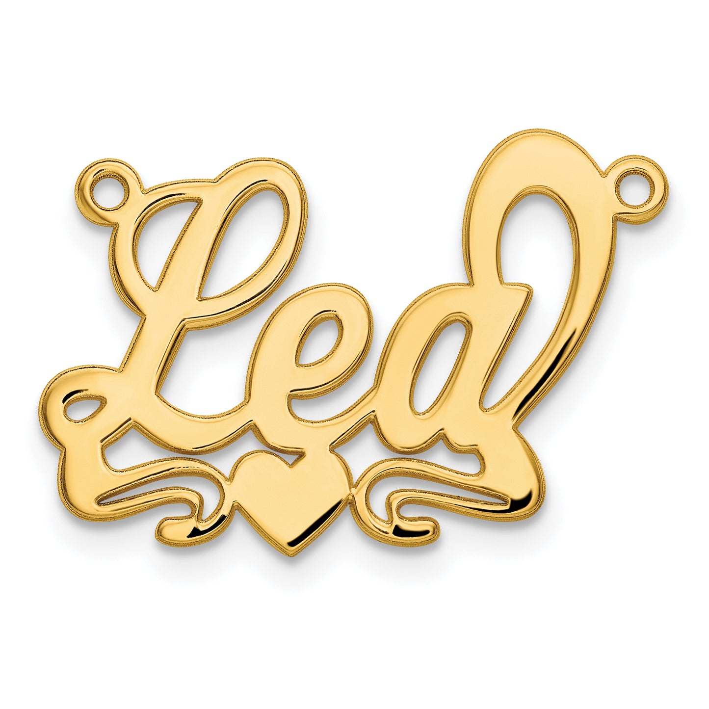 Sterling Silver Gold plated Polished Heart Name Plate