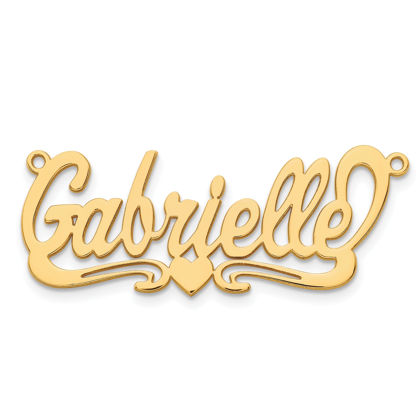 Sterling Silver Gold plated Polished Heart Name Plate