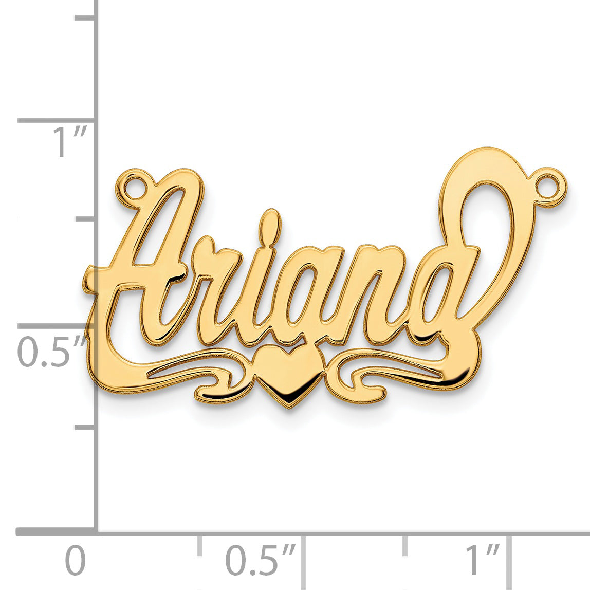Sterling Silver Gold plated Polished Heart Name Plate