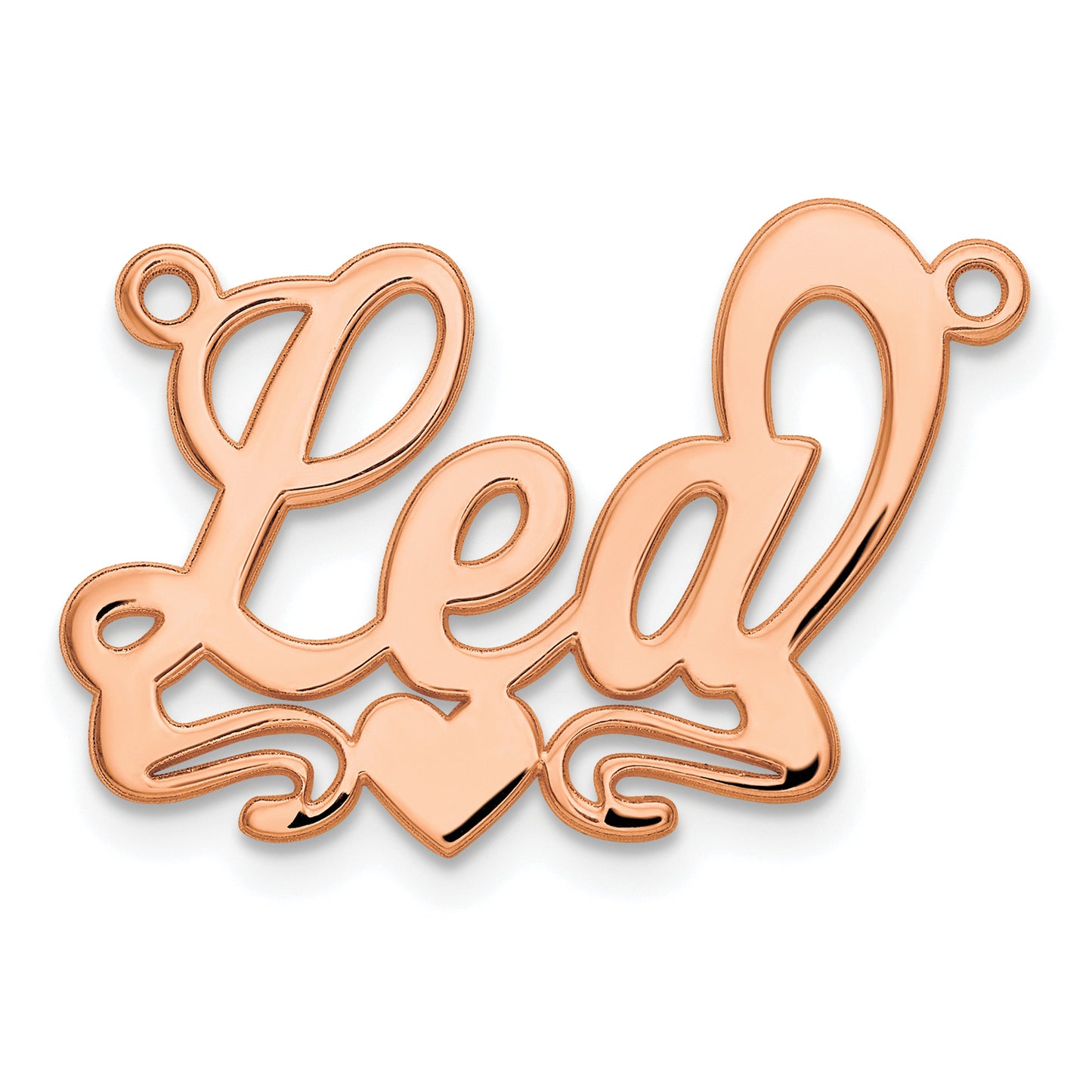 Sterling Silver Rose Gold plated Polished Heart Name Plate