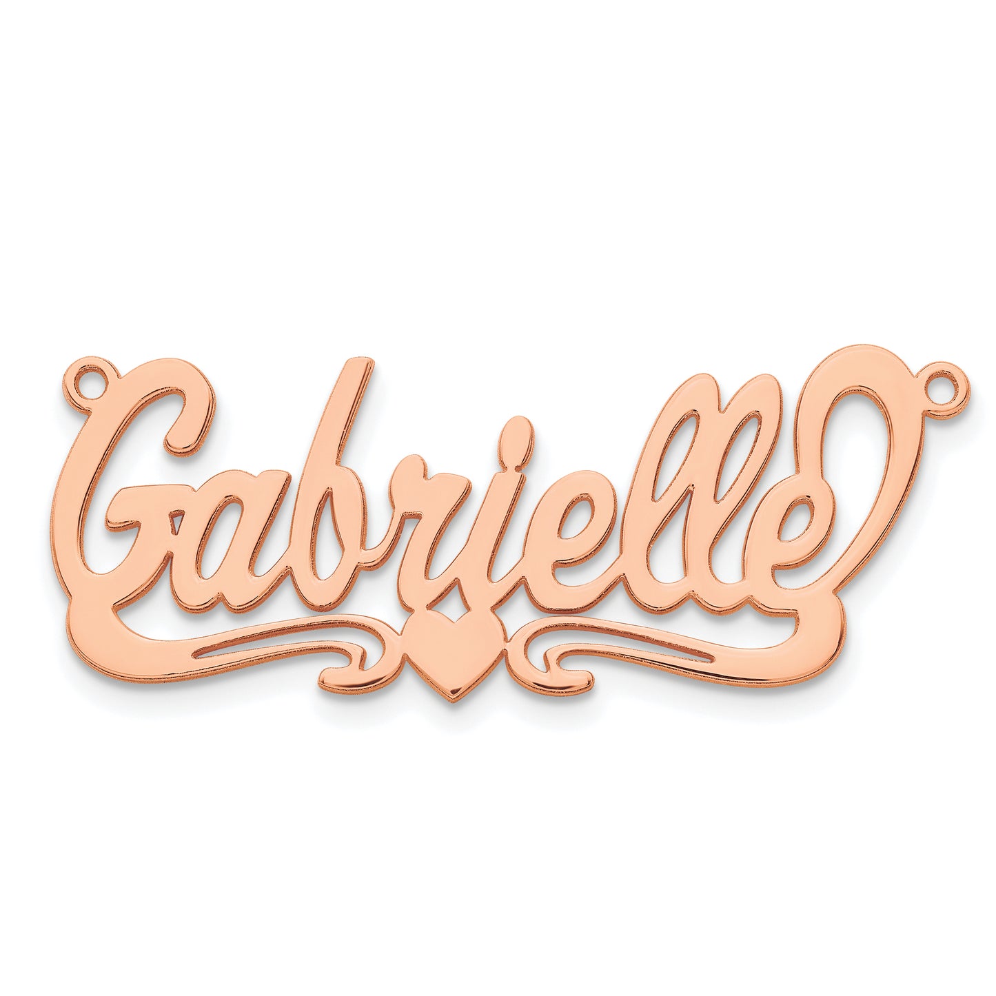 Sterling Silver Rose Gold plated Polished Heart Name Plate