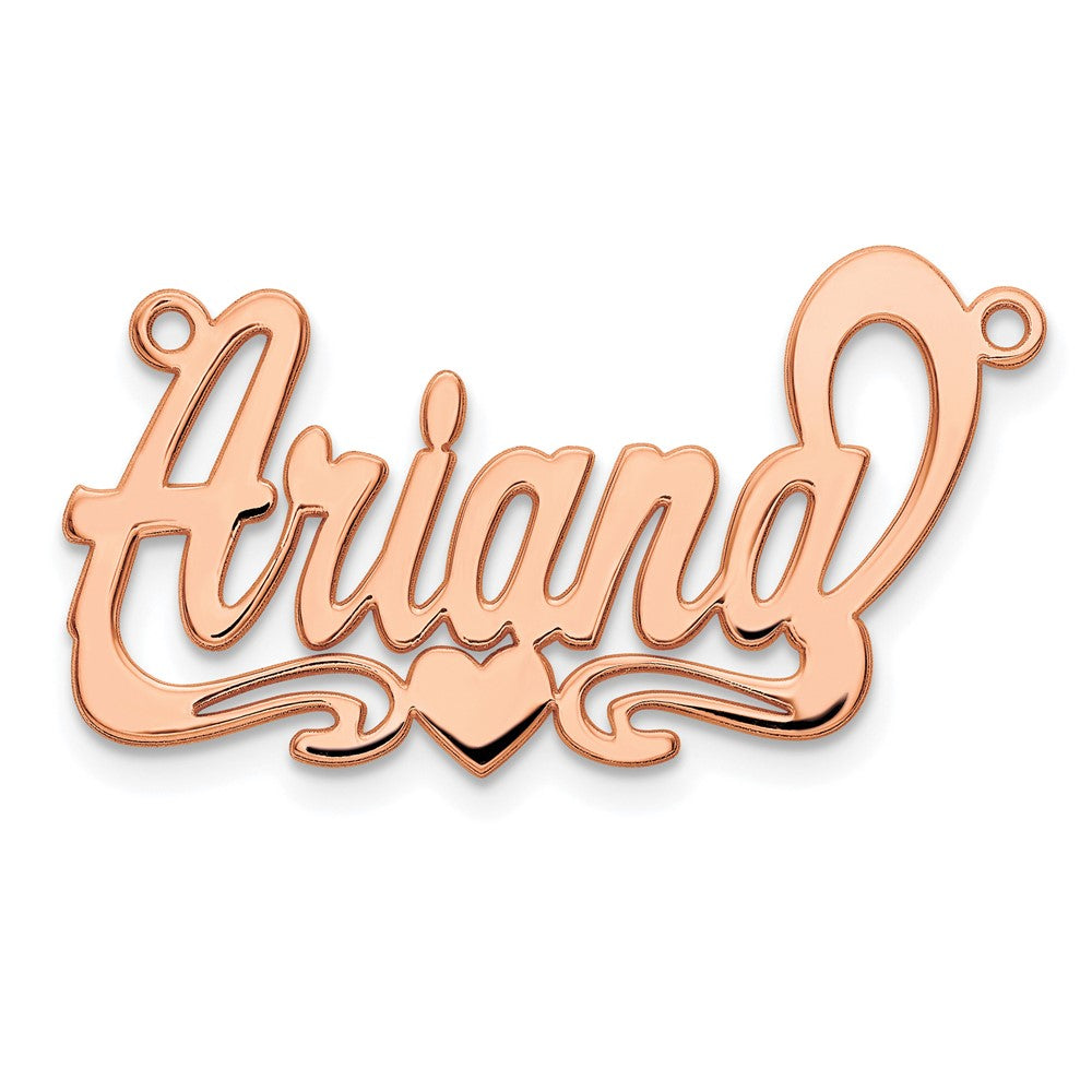 Sterling Silver Rose Gold plated Polished Heart Name Plate