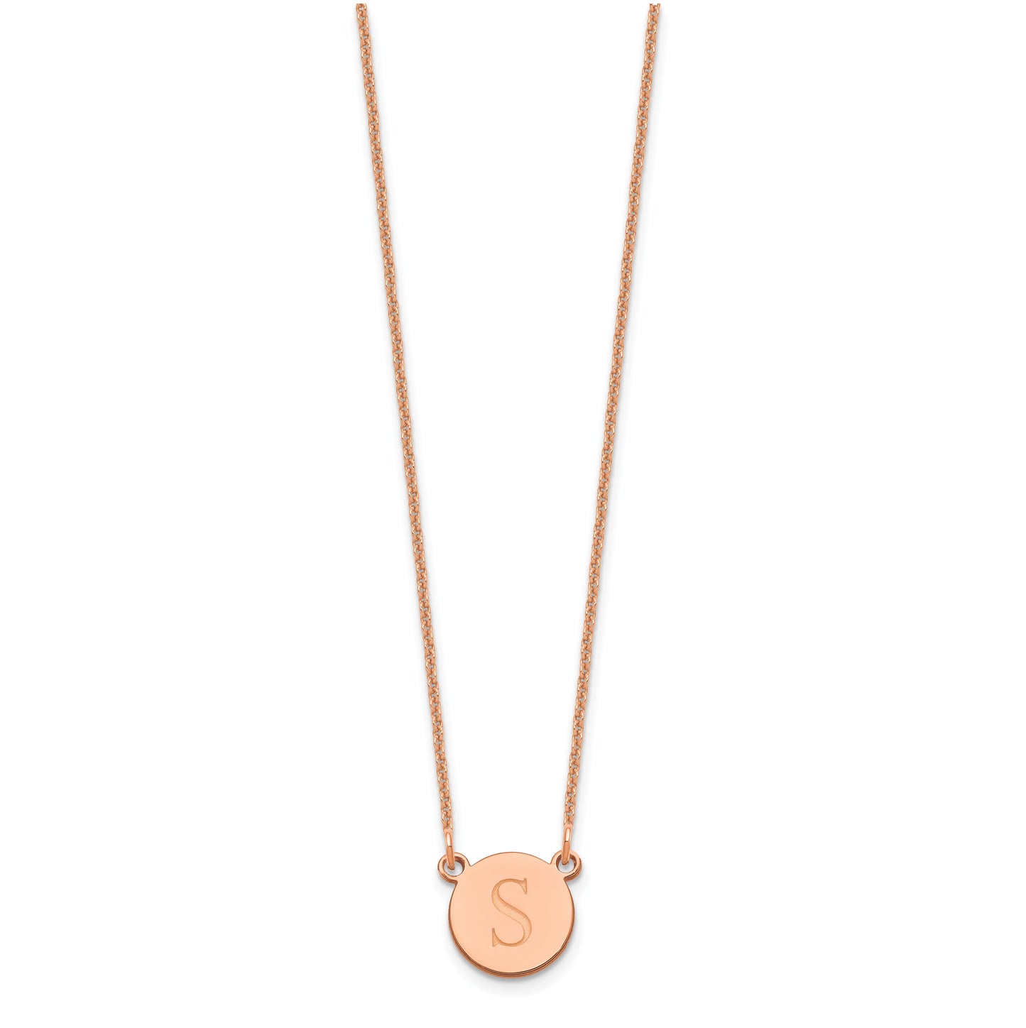 14K Rose Gold Initial Circle Necklace