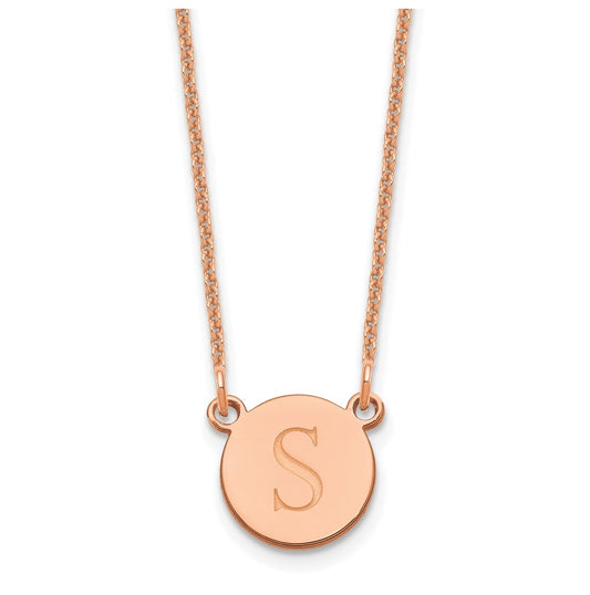 14K Rose Gold Initial Circle Necklace