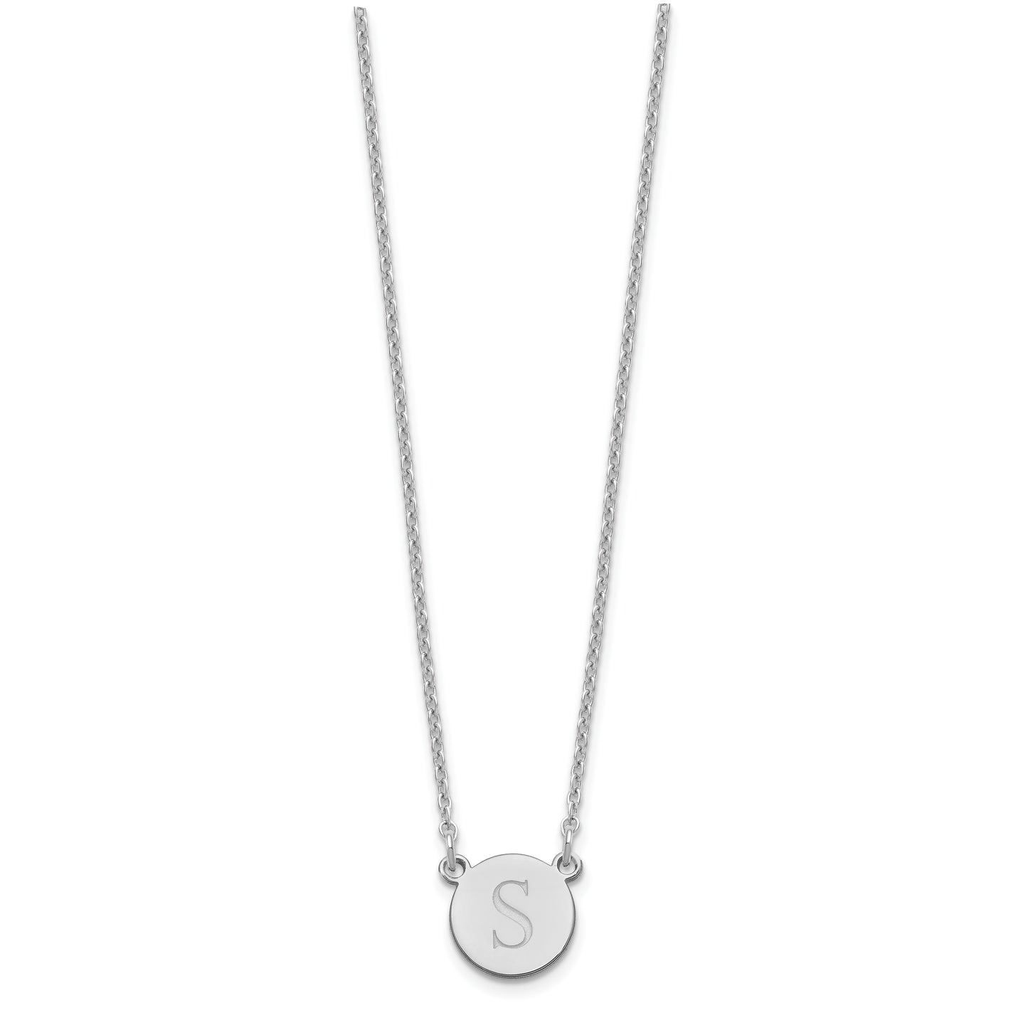 Sterling Silver Rhodium plated Initial Circle Necklace