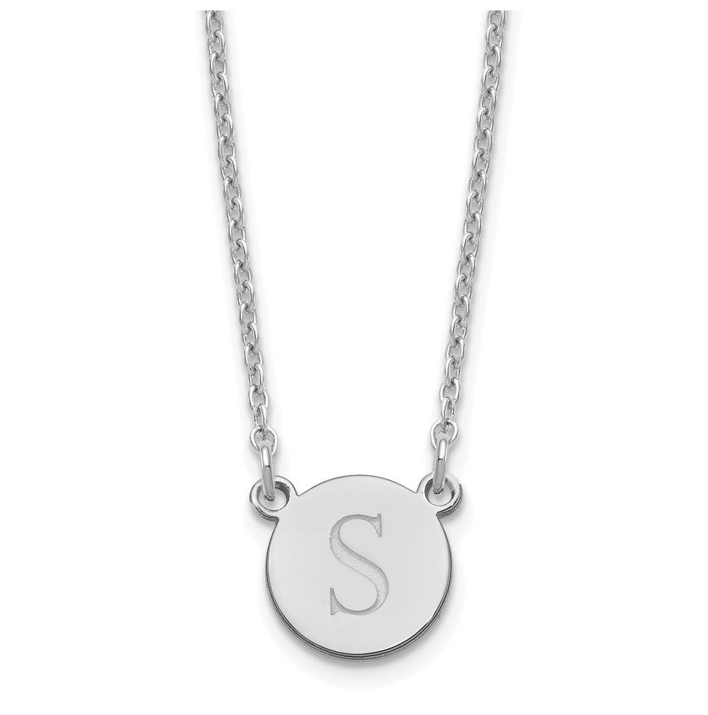 Sterling Silver Rhodium plated Initial Circle Necklace