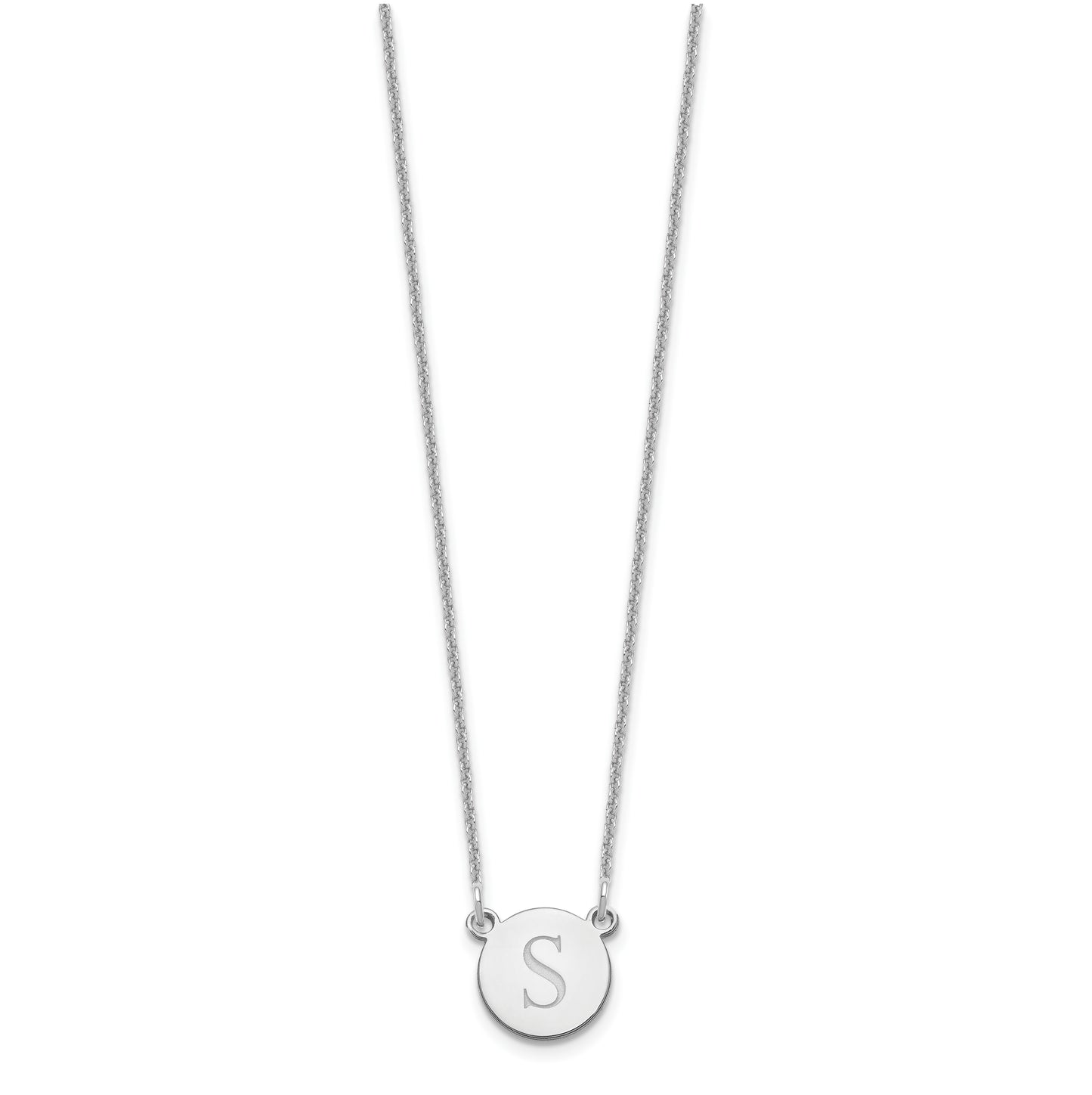 14K White Gold Initial Circle Necklace
