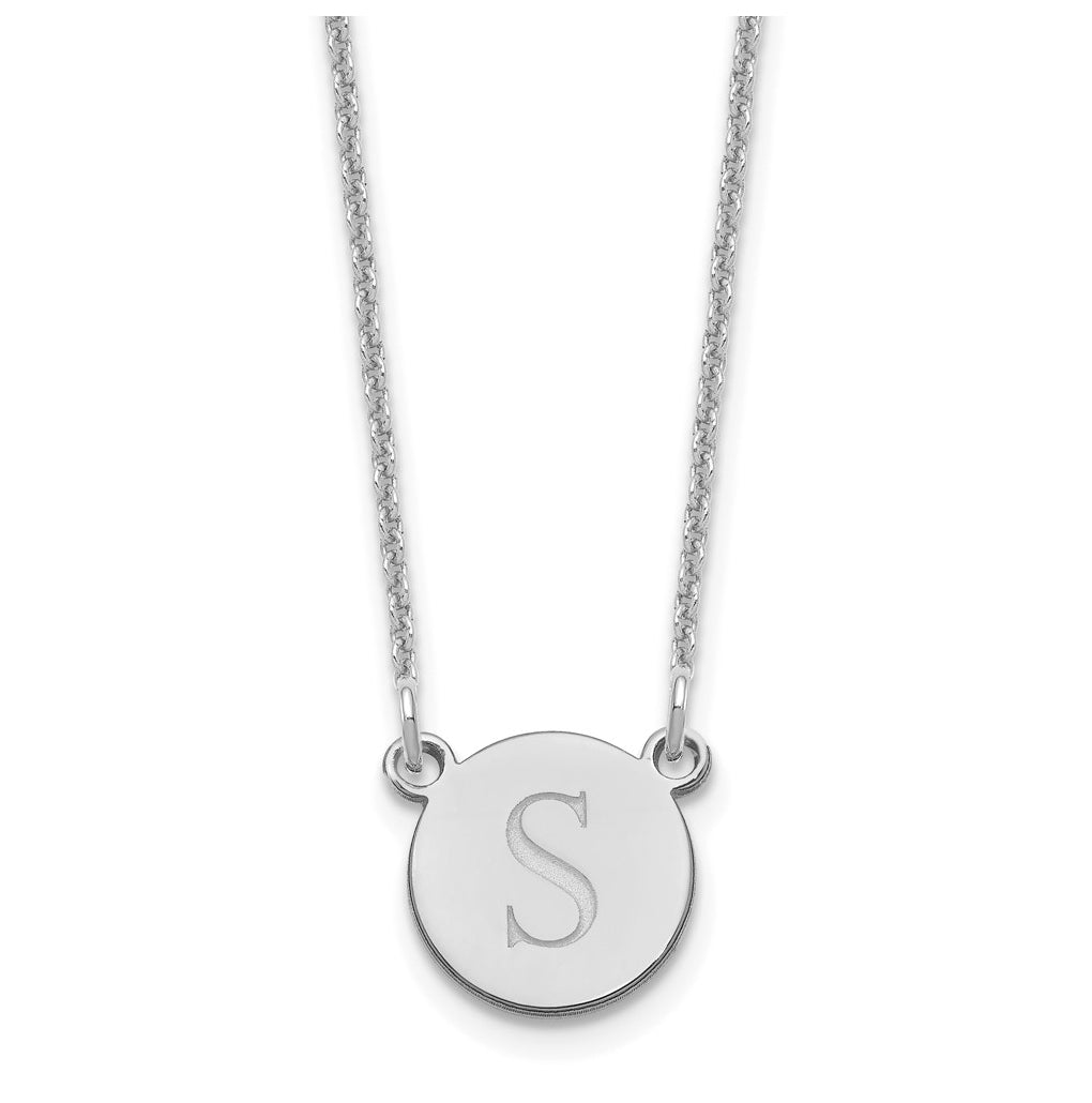 14K White Gold Initial Circle Necklace