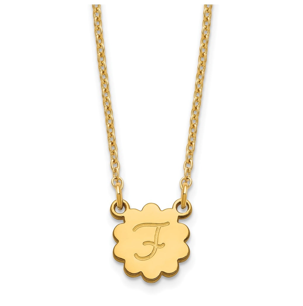 Sterling Silver Gold Plated Initial Flower Necklace