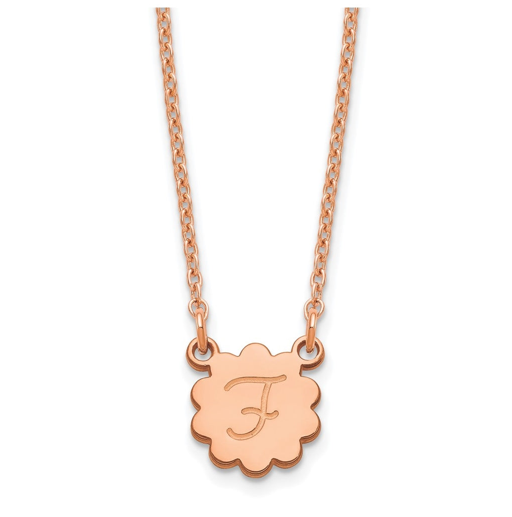 Sterling Silver Rose Gold plated Initial Flower Necklace