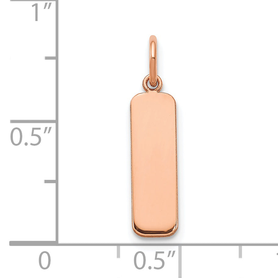 Sterling Silver Rose Gold plated Small Vertical Blank Bar Charm