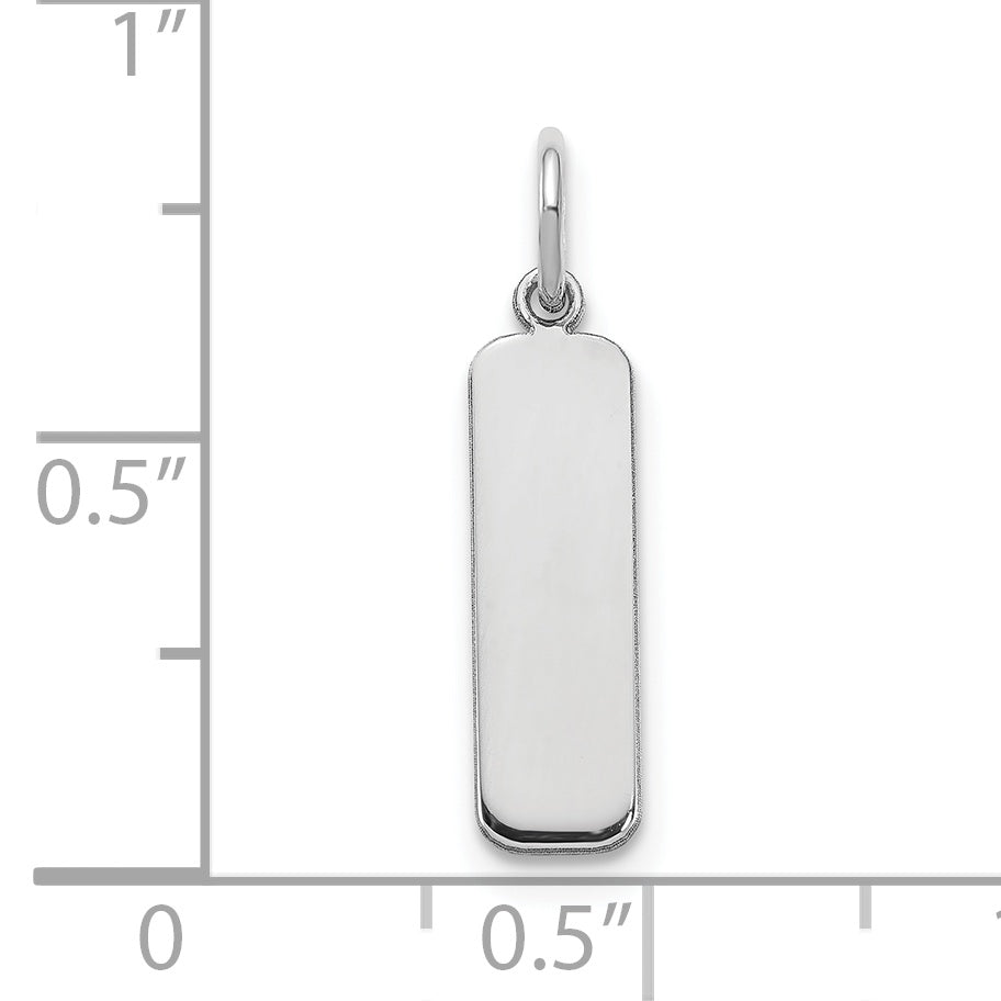 10K White Gold Small Vertical Blank Bar Charm