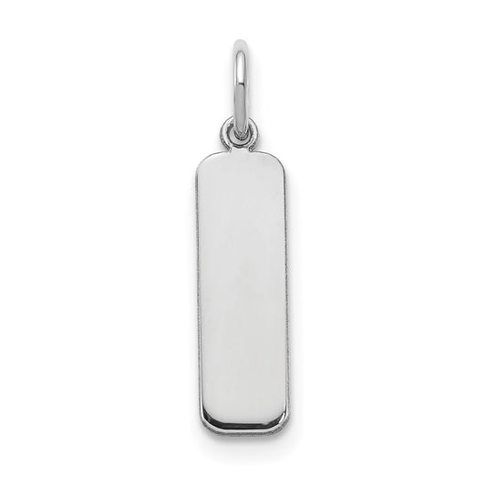 14K White Gold Small Vertical Blank Bar Charm