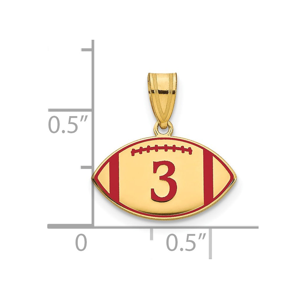 14K Yellow Or White Or Rose Or Sterling Silver Personalized Football Epoxy Pendant