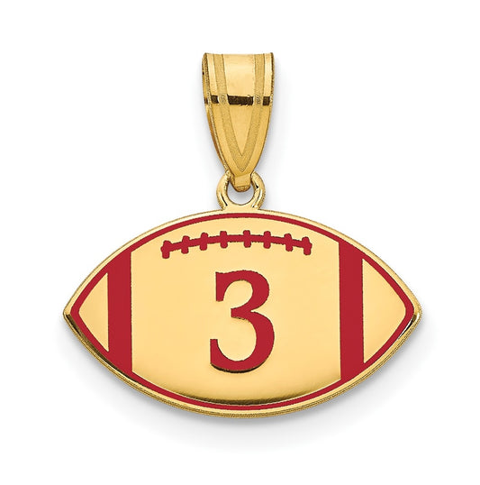 14K Yellow Or White Or Rose Or Sterling Silver Personalized Football Epoxy Pendant