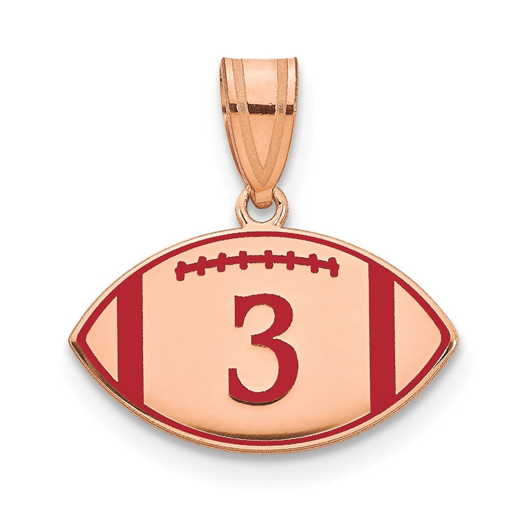 14K Yellow Or White Or Rose Or Sterling Silver Personalized Football Epoxy Pendant