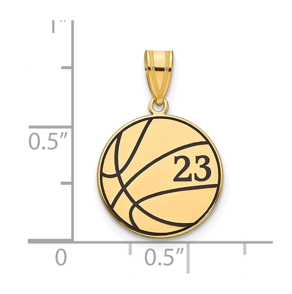 14K Yellow Or White Or Rose Or Sterling Silver Personalized Basketball Epoxy Pendant