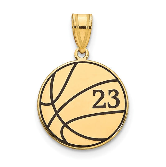 14K Yellow Or White Or Rose Or Sterling Silver Personalized Basketball Epoxy Pendant