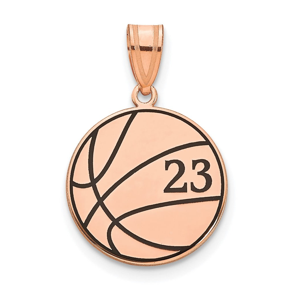 14K Yellow Or White Or Rose Or Sterling Silver Personalized Basketball Epoxy Pendant
