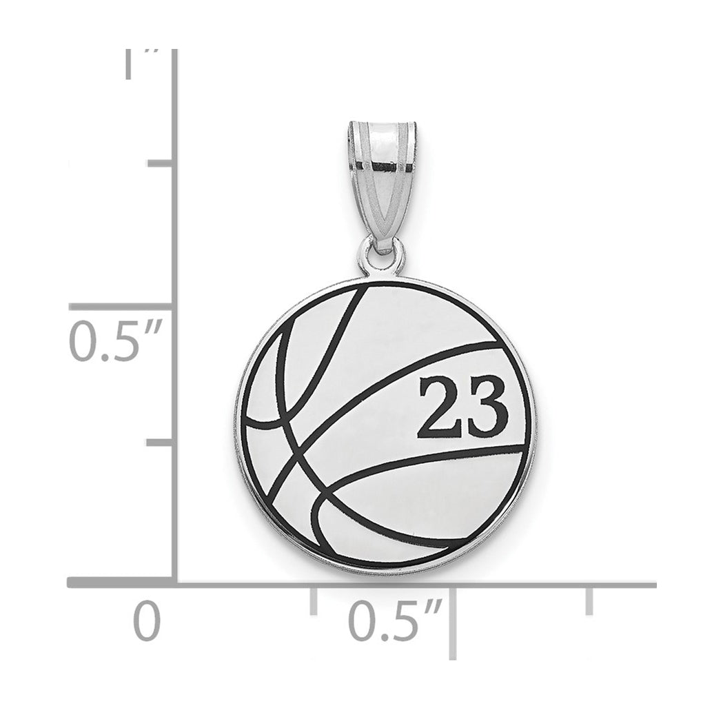 14K Yellow Or White Or Rose Or Sterling Silver Personalized Basketball Epoxy Pendant