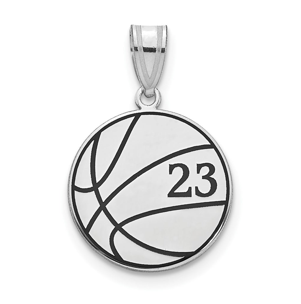 14K Yellow Or White Or Rose Or Sterling Silver Personalized Basketball Epoxy Pendant