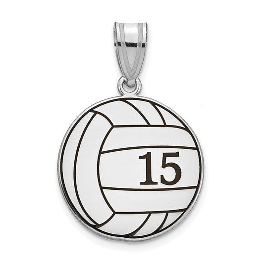 10K Yellow Or White Gold Personalized Volleyball with Enameled Pendant