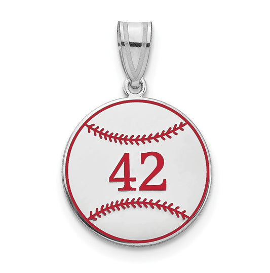 10K Yellow Or White Gold Personalized Baseball Epoxy Pendant