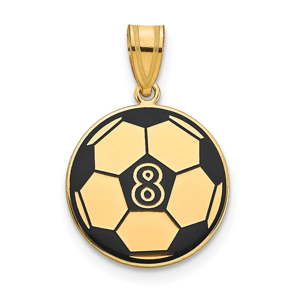 14K Yellow Or White Or Rose Or Sterling Silver Personalized Soccer Ball Epoxy Pendant