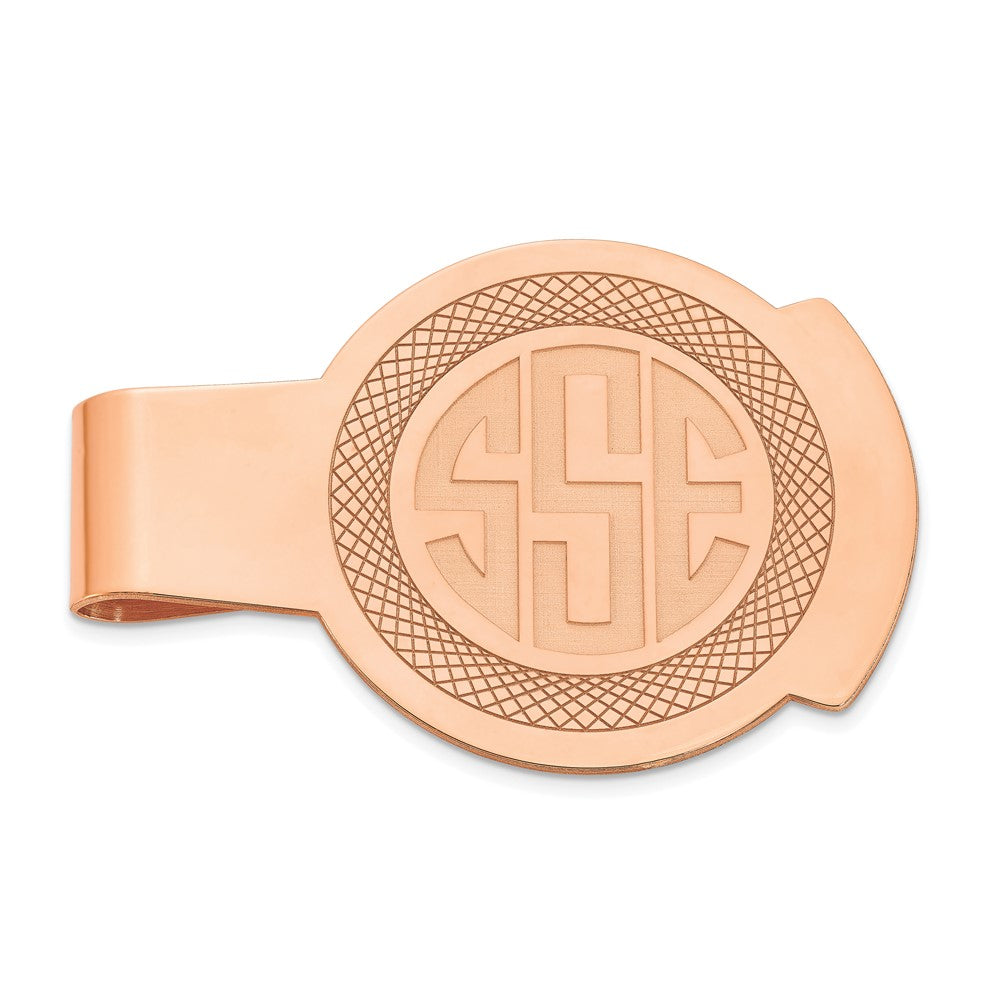 14K Rose Gold Recessed Letters Round Monogram Money Clip