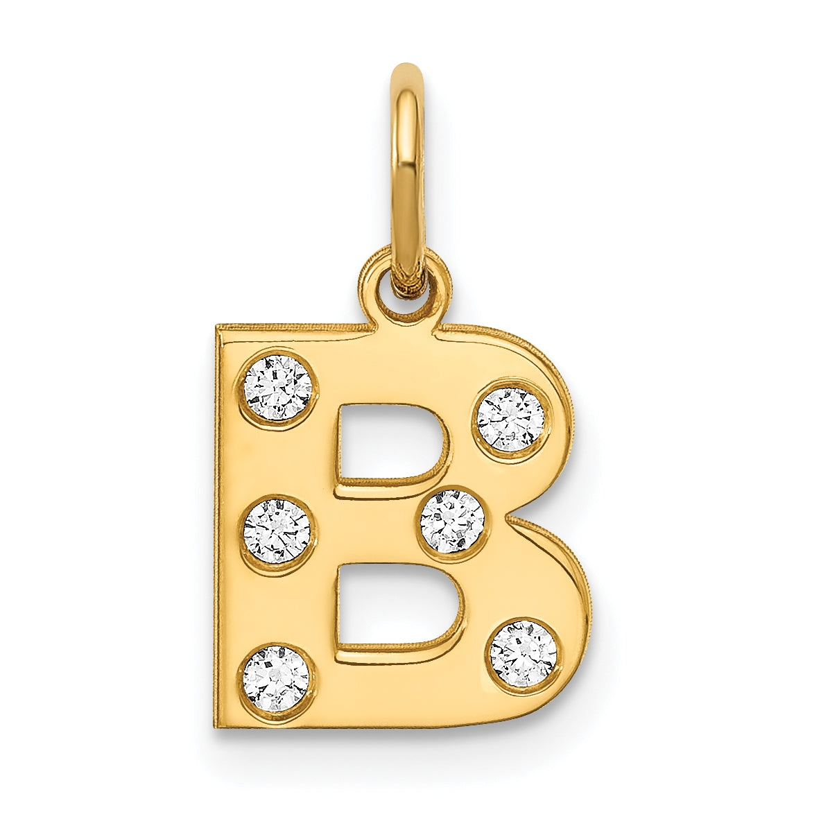 Sterling Silver Gold Plated Initial with Diamonds Charm