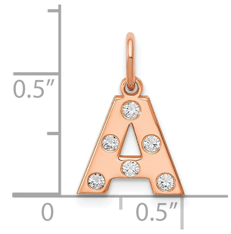 Sterling Silver Rose Gold plated Initial with Diamonds Charm