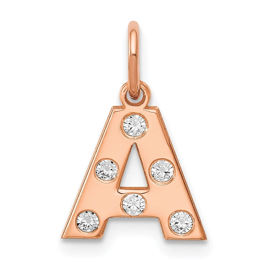 Sterling Silver Rose Gold plated Initial with Diamonds Charm