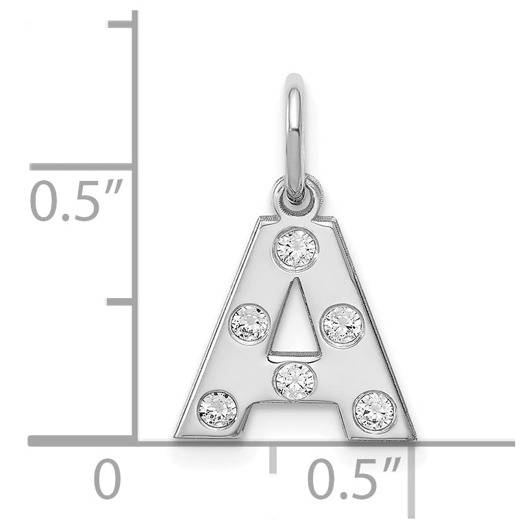 Sterling Silver Rhodium plated Initial with Diamonds Charm