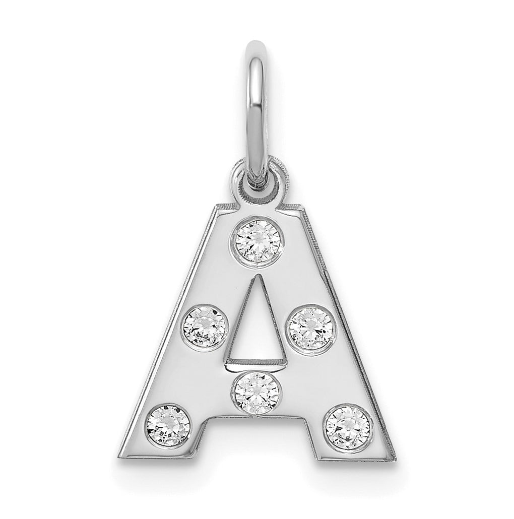 Sterling Silver Rhodium plated Initial with Diamonds Charm