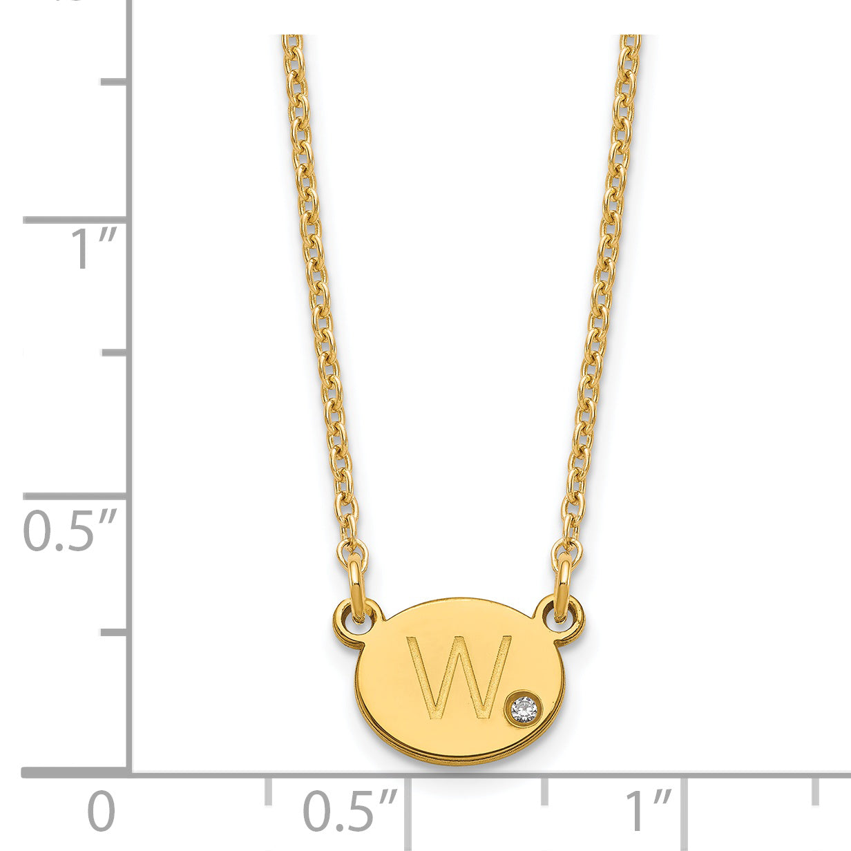 Sterling Silver Gold plated Oval with Diamond Necklace