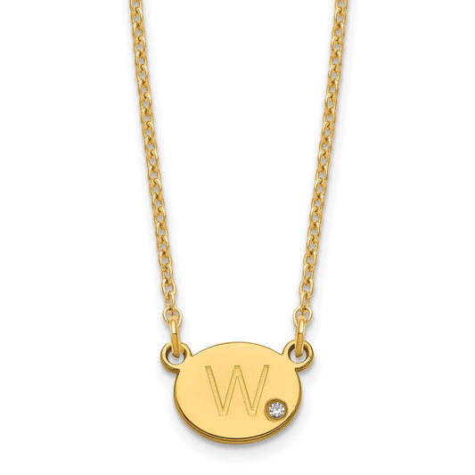 Sterling Silver Gold plated Oval with Diamond Necklace