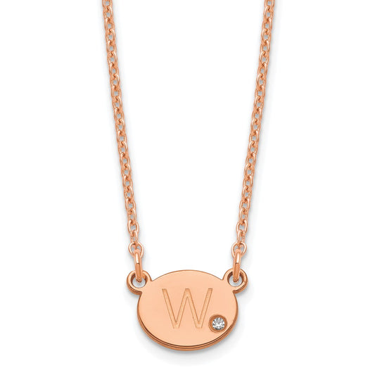 Sterling Silver Rose Gold plated Oval with Diamond Necklace