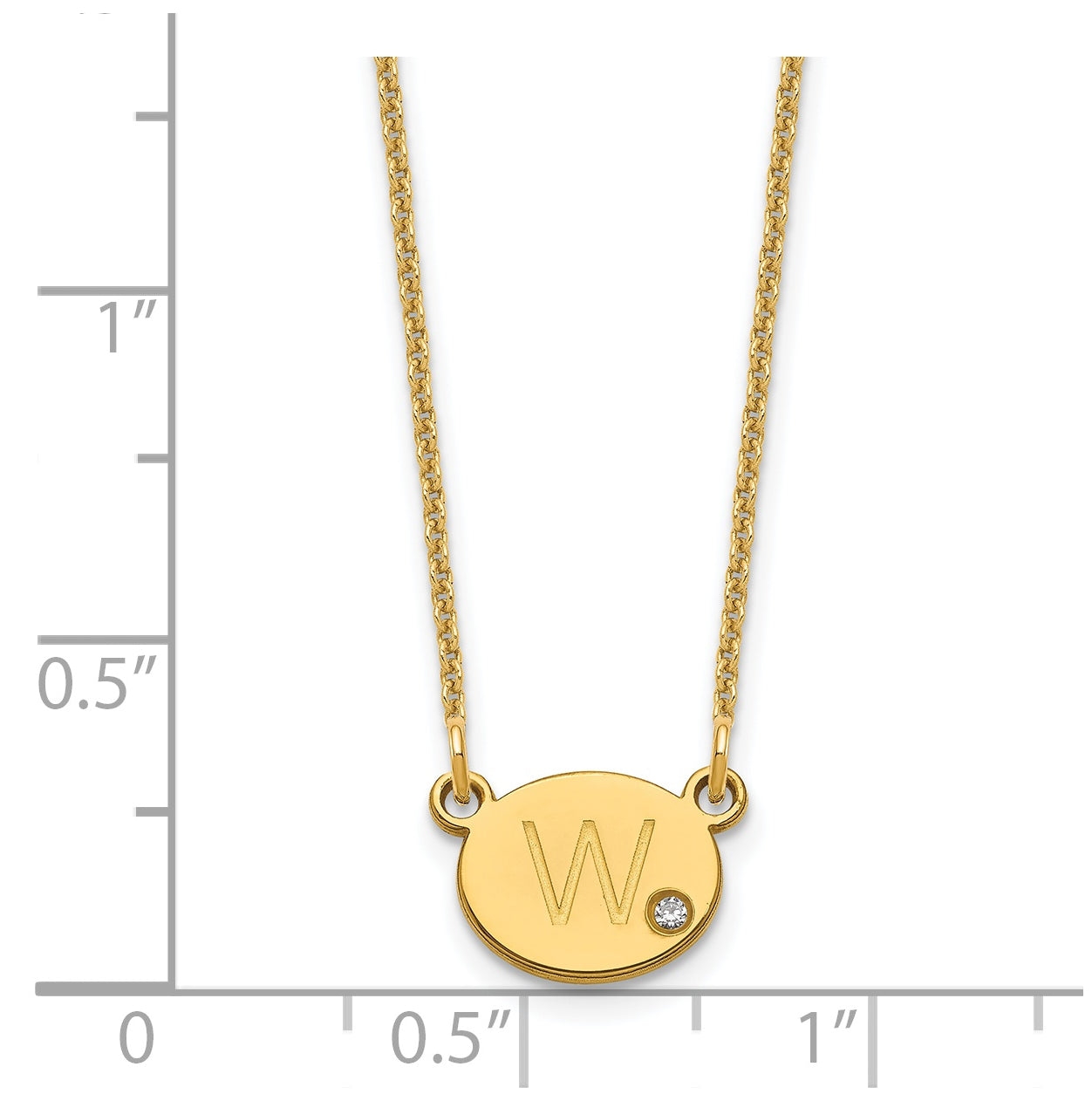 14K Yellow Gold Initial Oval with Diamond Necklace