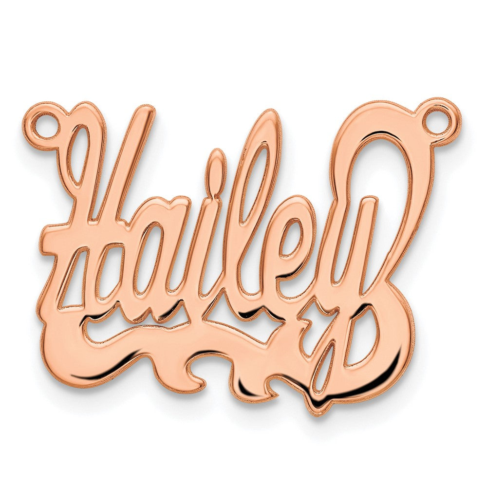 Sterling Silver Rose Gold plated Polished Name Plate