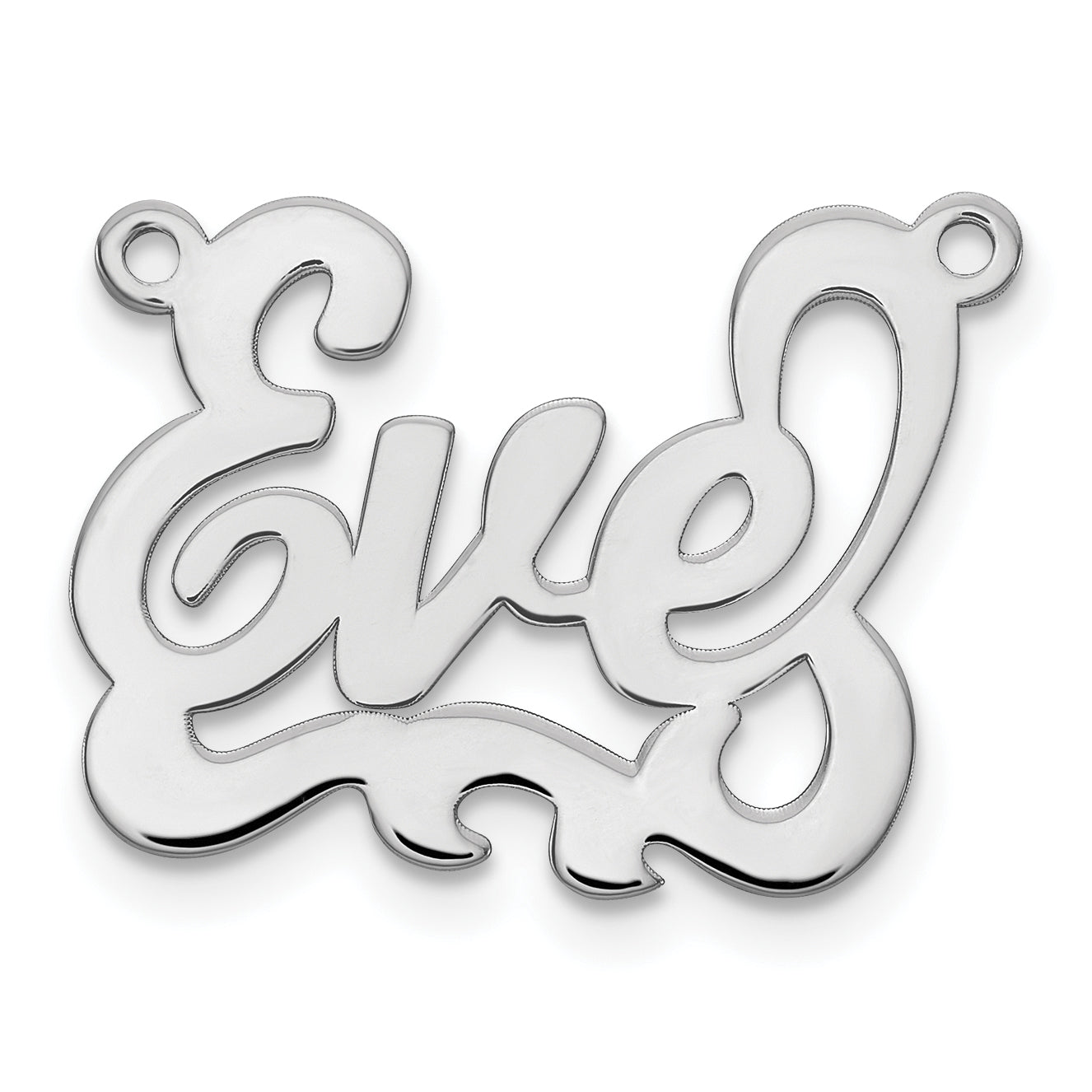Sterling Silver Rhodium plated Polished Name Plate