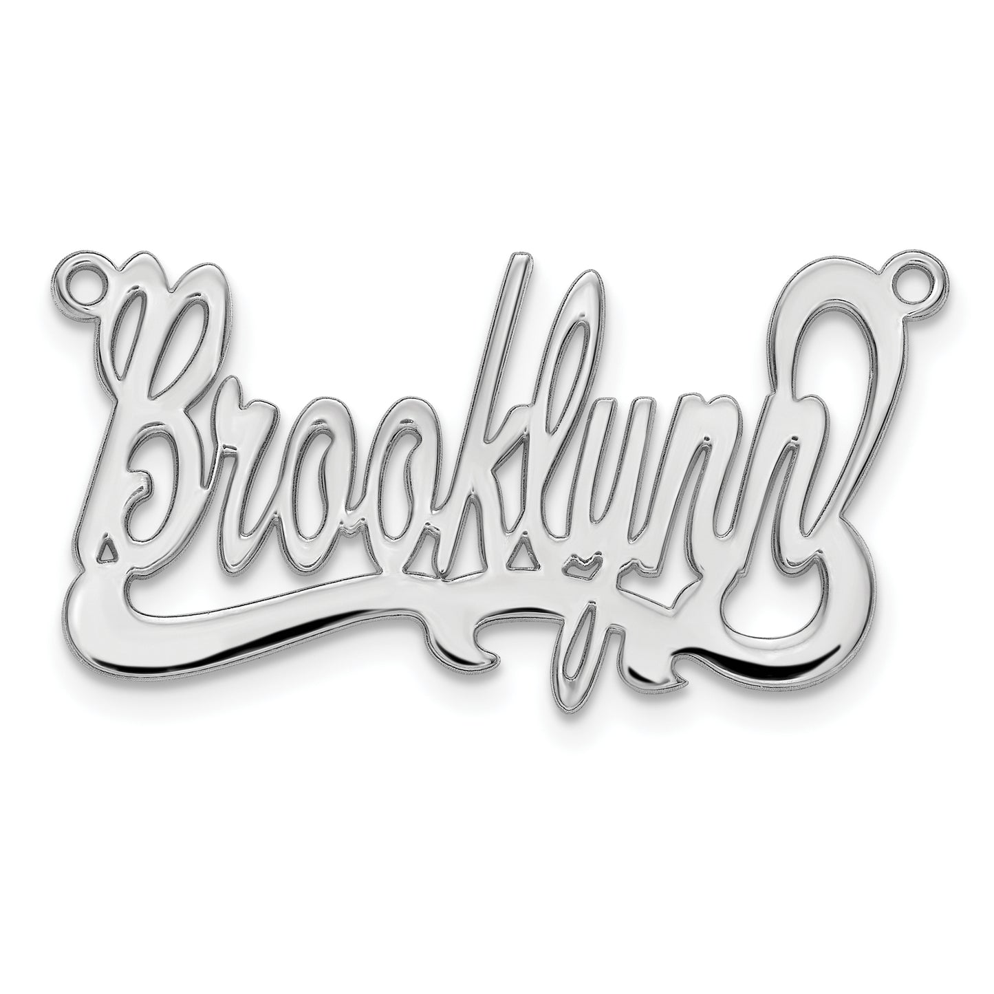 Sterling Silver Rhodium plated Polished Name Plate