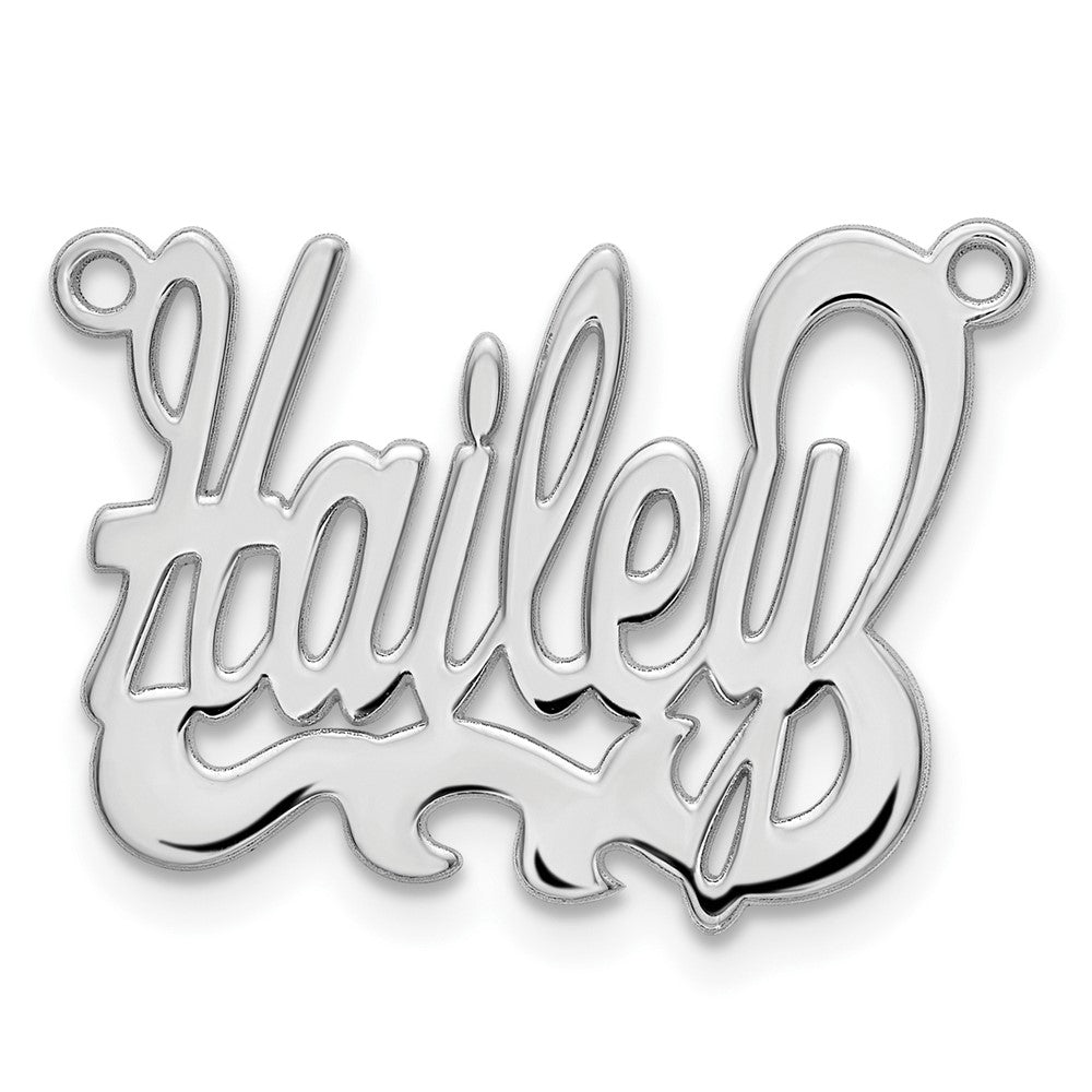 Sterling Silver Rhodium plated Polished Name Plate