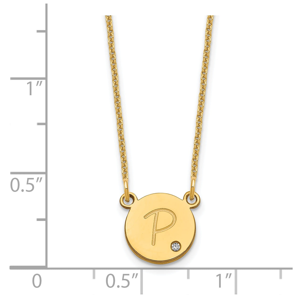 14K Yellow Gold Initial Circle with Diamond Necklace