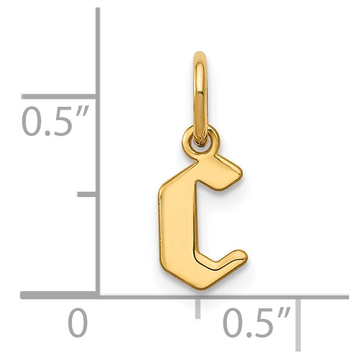 14K Yellow Gold Lower case Letter C Initial Pendant