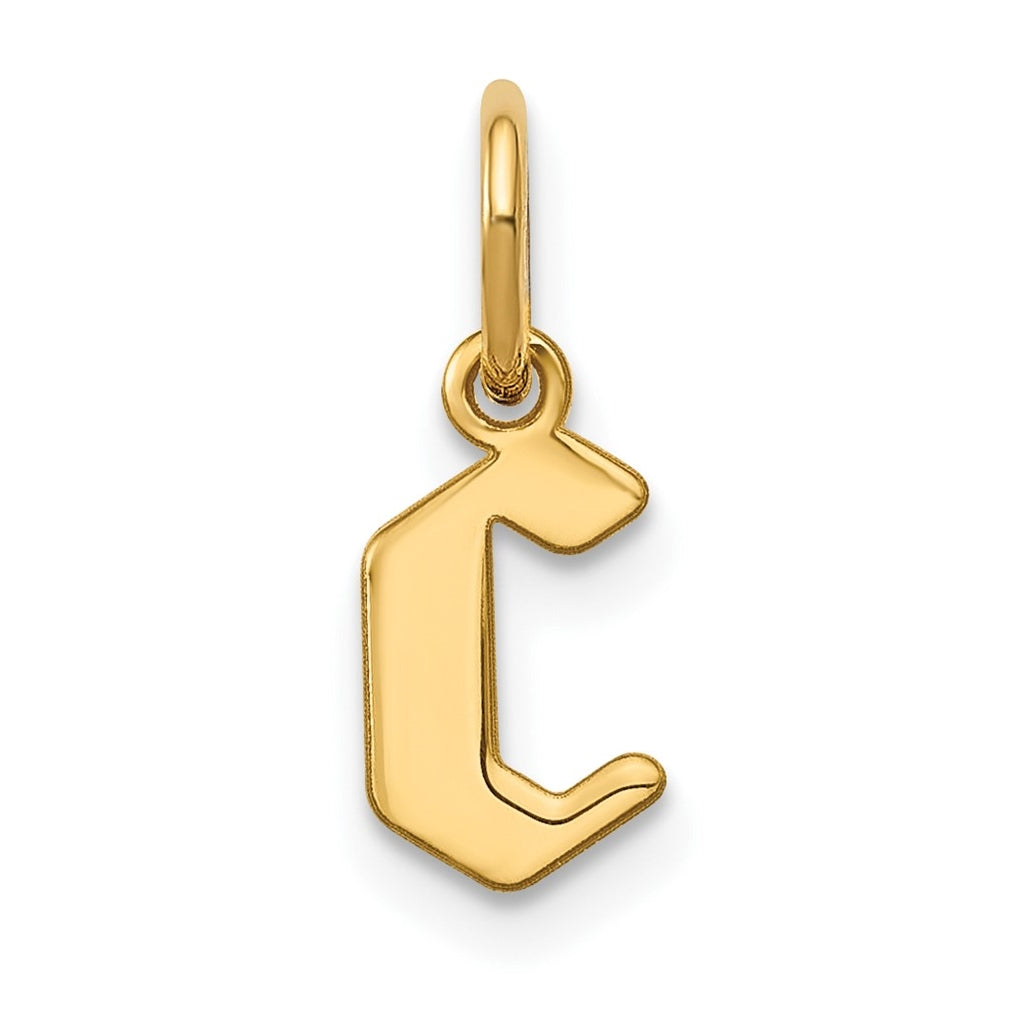 14K Yellow Gold Lower case Letter C Initial Pendant