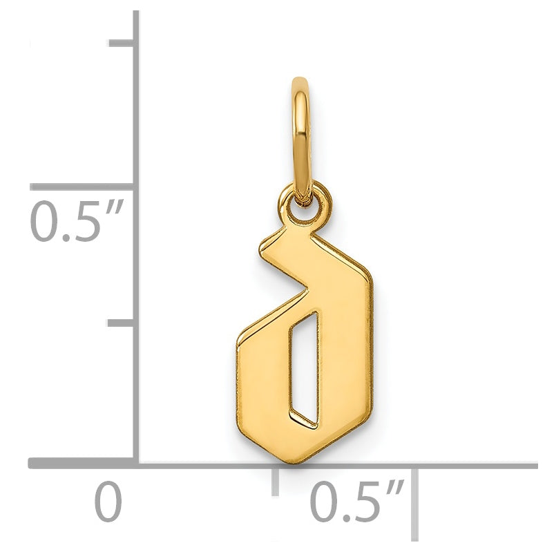 14K Yellow Gold Lower case Letter D Initial Pendant