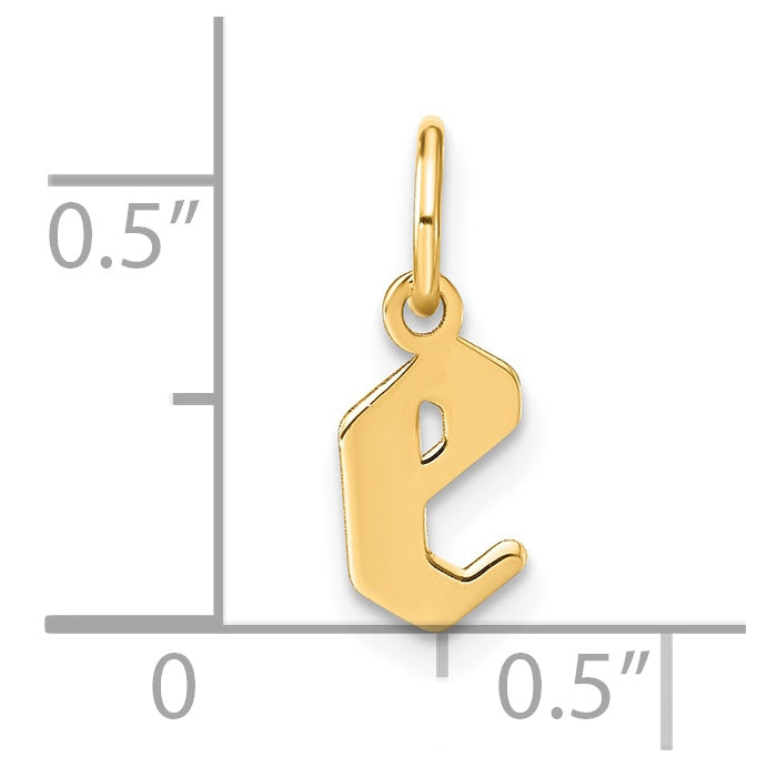 14K Yellow Gold Lowercase Letter E Initial Pendant