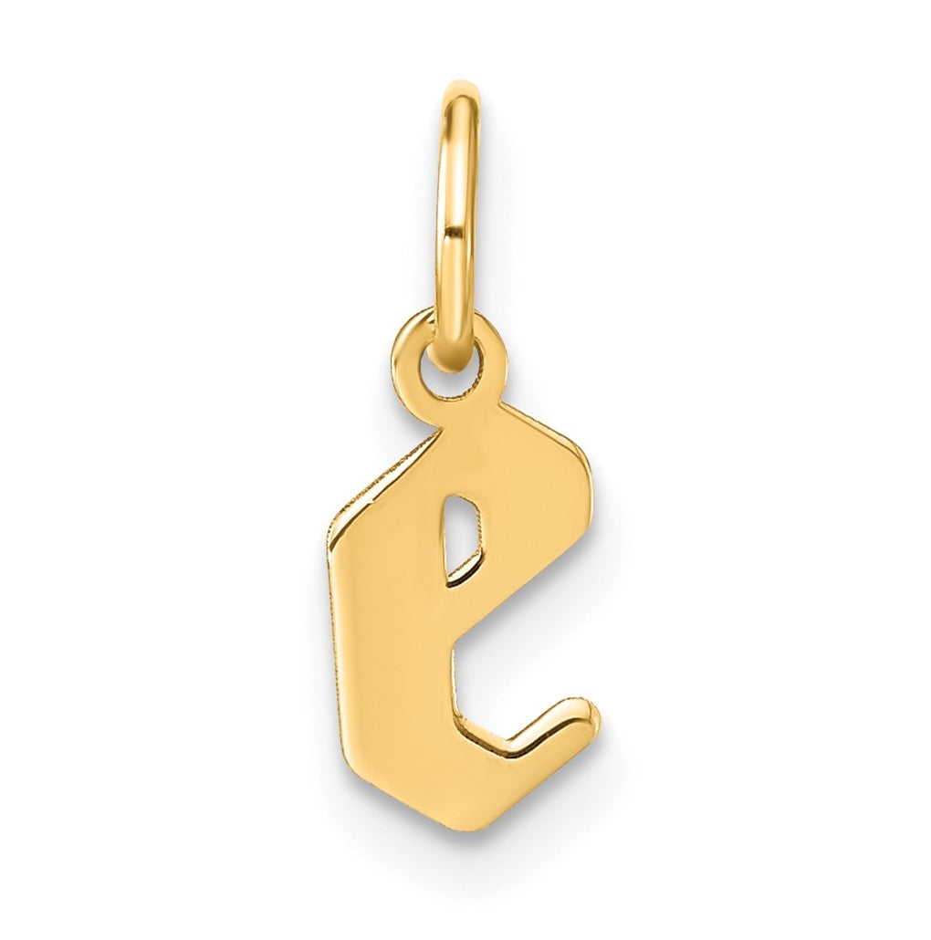 14K Yellow Gold Lowercase Letter E Initial Pendant